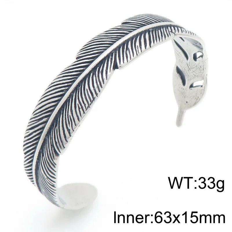 Vintage Open Cuff Bracelet for Men Feather Wing Celtic Knot Pattern Bangle Adjustable Jewelry Trendy Daily Gift