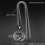 Retro Viking Nordic Valknut Celtic Knot Dragon Pendant Necklace for Women Men Stainless Steel Amulet Hip Hop Chain Jewelry Gift