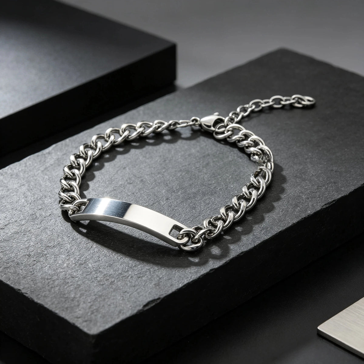 1pcs Steel Color Link Blank Jewerly Women Stainless Steel For Men Charm ID Bangle Lovers Couple Gift Jewelry Wholesale