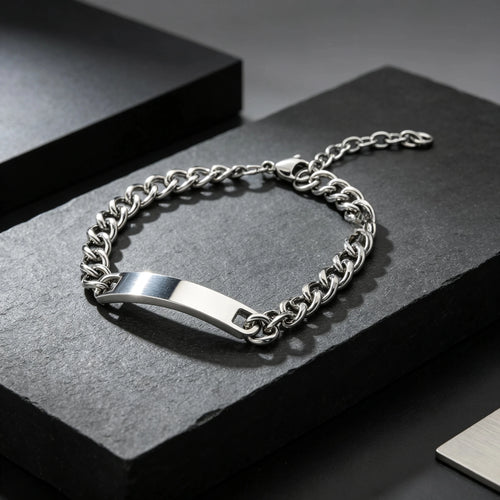 1pcs Steel Color Link Blank Jewerly Women Stainless Steel For Men Charm ID Bangle Lovers Couple Gift Jewelry Wholesale