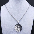 Stainless Steel Yin Yang Tai Chi Gossip Sun Moon Necklaces Chain for Women/Men Silver Color Necklaces Jewelry Chaine Collier