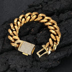 18K Gold Cuban Chain Necklace Iced Out 18MM