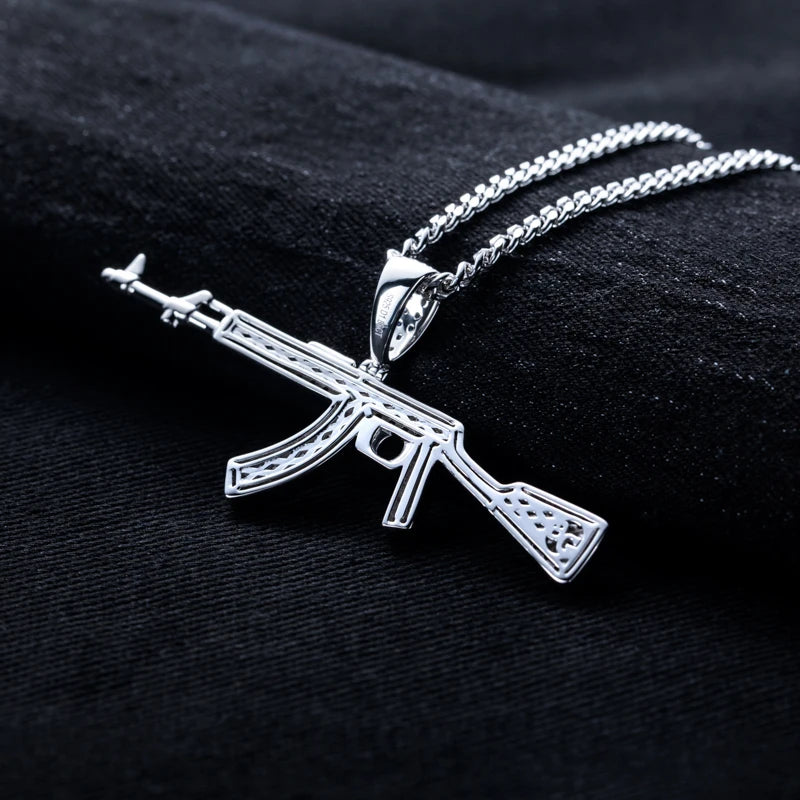 Iced Out AK Pendant — 925 Silver