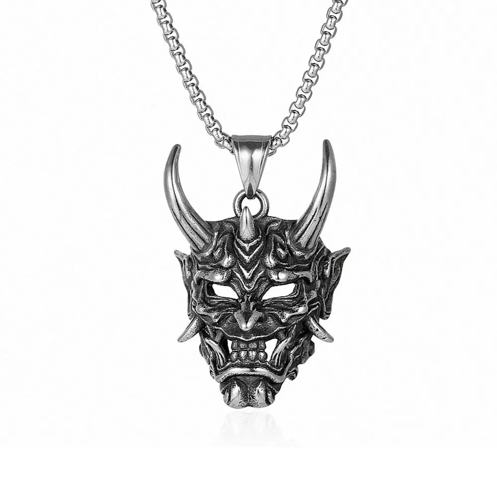 Skull Demon Steel Pendant Gothic Vintage Mask