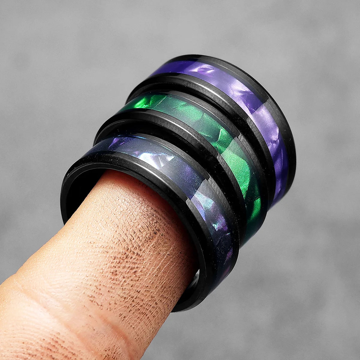 Black Aurora Ring Stainless Steel