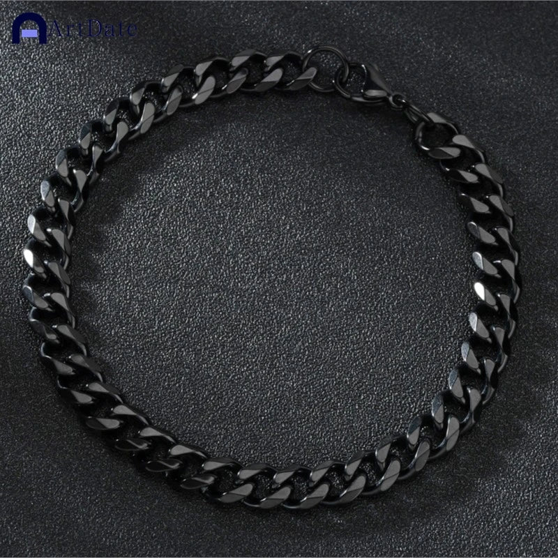 316L Stainless Steel Cuban Chain Bracelet for Men Women Figaro Vintage Metal Viking Kpop Pulseras Emo Cute Luxury