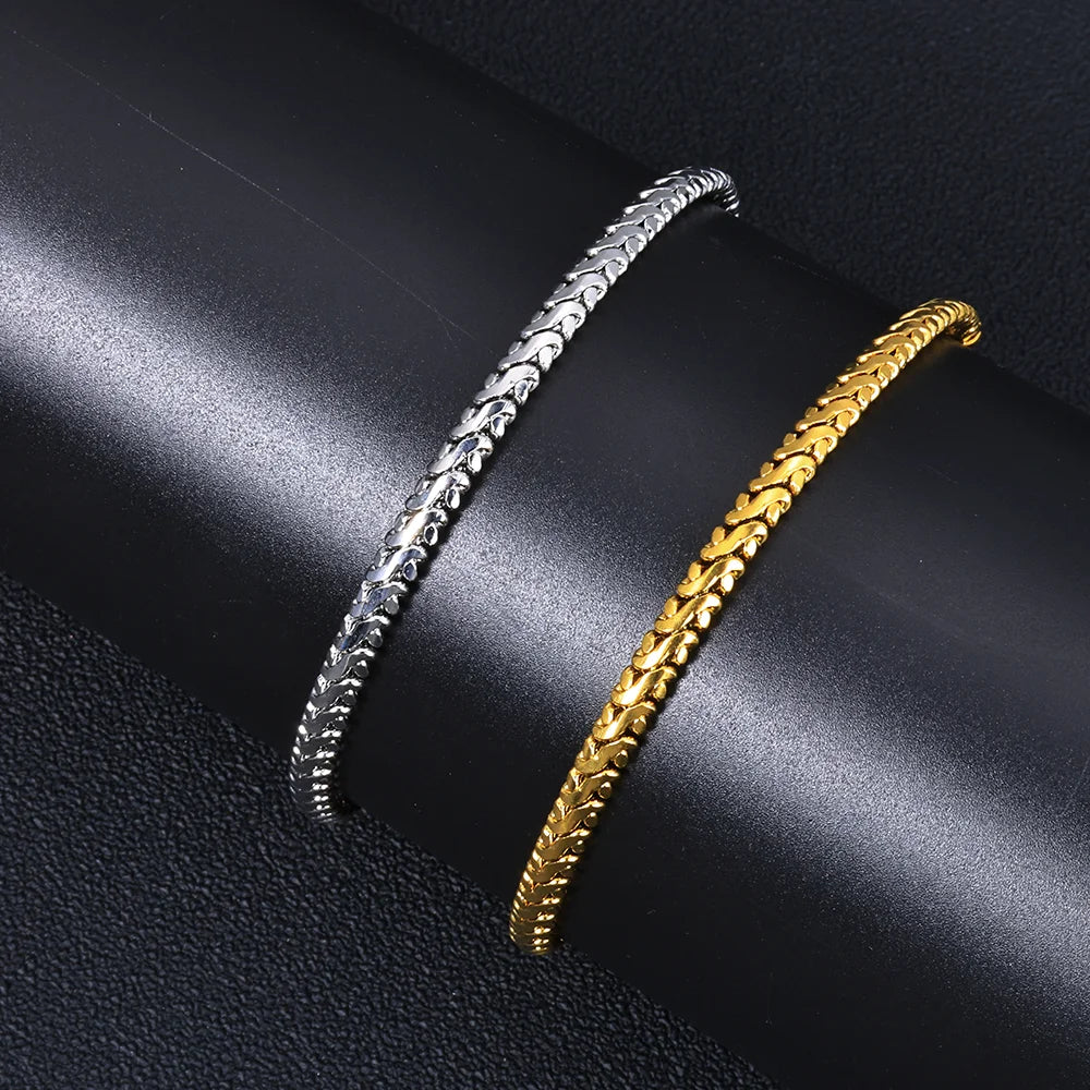 18K Gold Link Chain Bracelet Stainless Steel 4MM