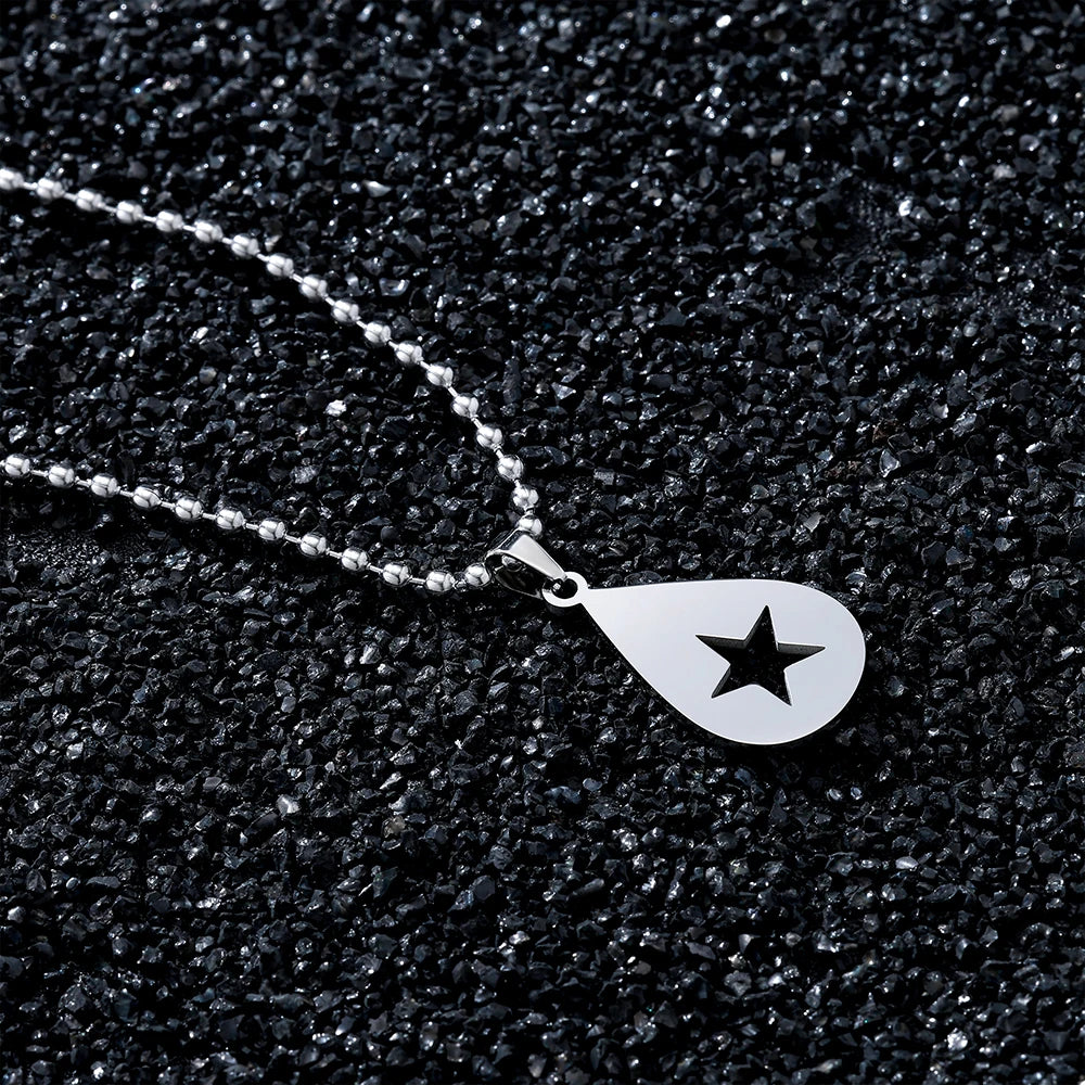 Hollow Pentagram Pendant Necklace — Stainless Steel