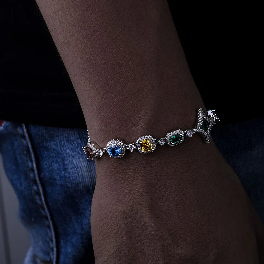 Iced Out CZ Colorful Bracelet Gold 18K
