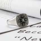 Nautical Biker CZ North Star Compass Signet Ring For Men Hip Hop Punk Cross Stainless Steel Vintage Party Jewelry