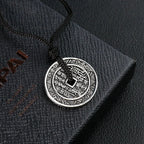 Metal Chinese-style Antique Coin Necklace Yin-Yang Bagua Tai Chi Rune Pendant Peaceful Evil-repelling Demon-warding
