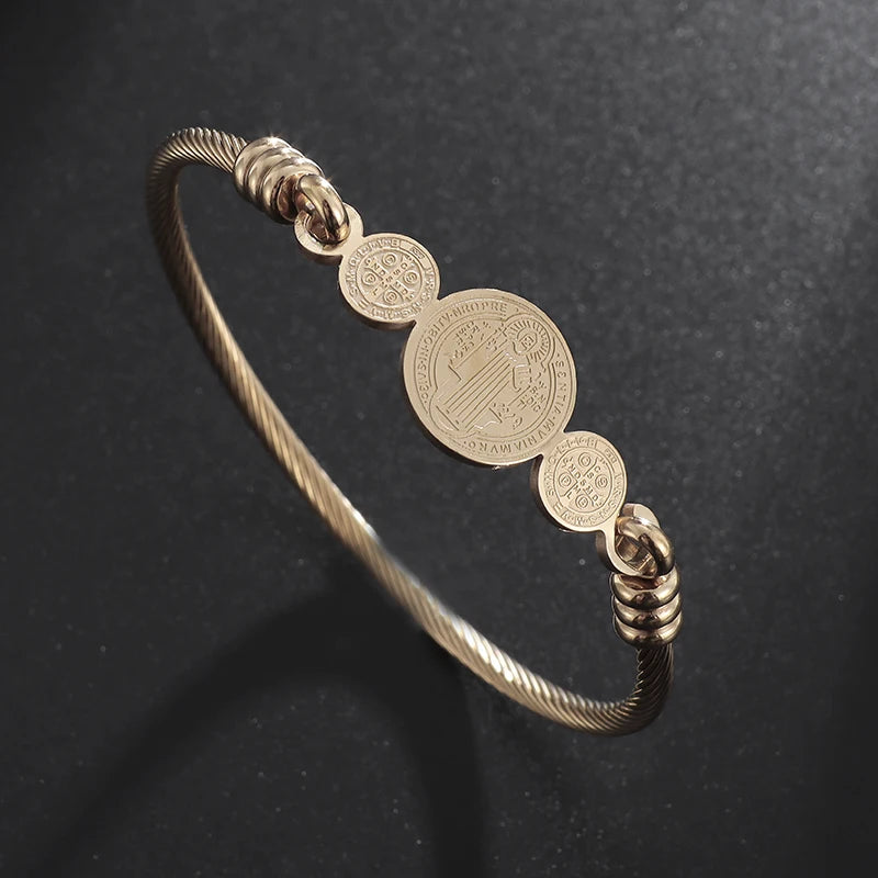 Fashion Design Stainless Steel Curved Tableware Fork Open Bracelet Men and Women Personality Charm Hip Hop Casual