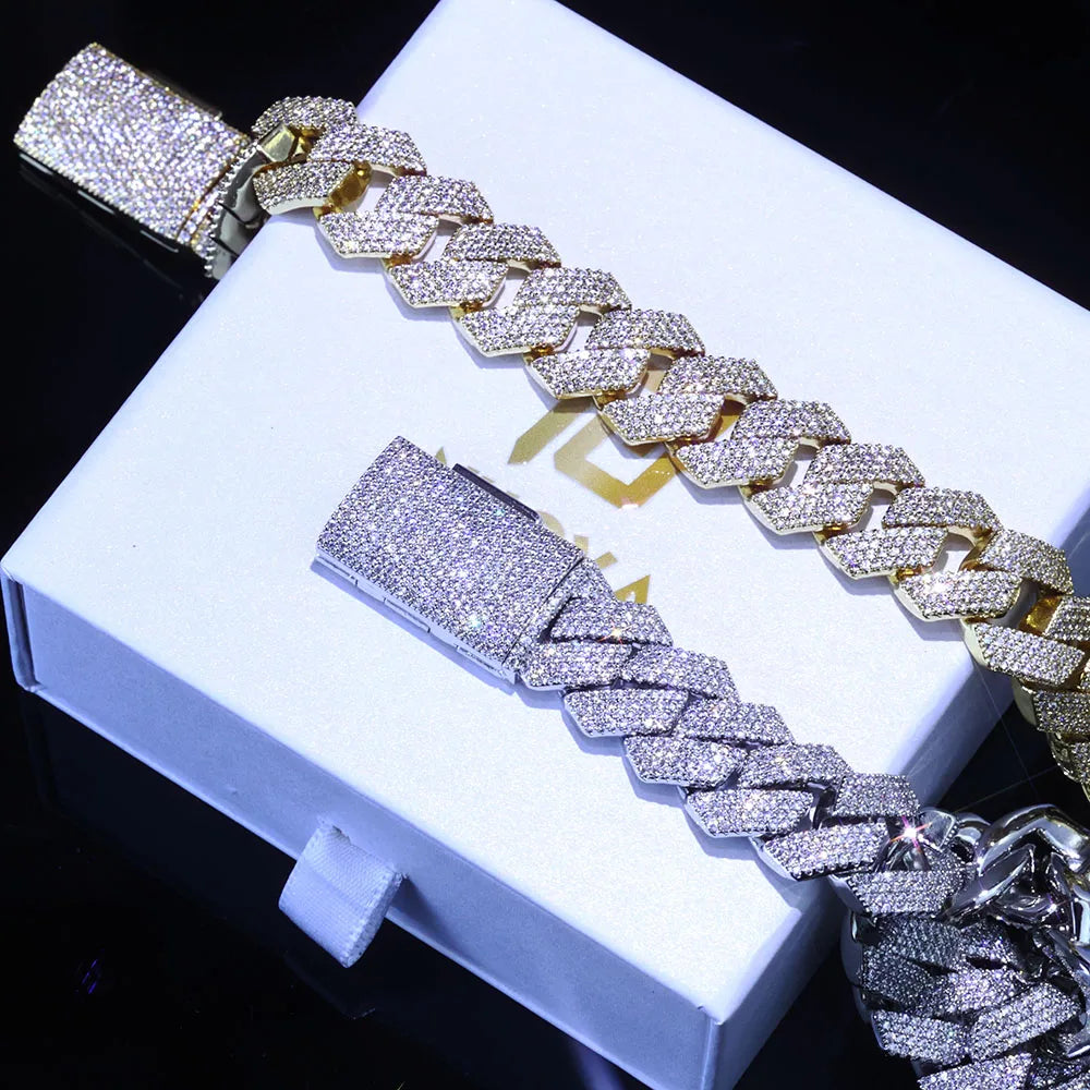 Rose Gold Cuban Bracelet Iced Out 15MM 4-Row