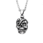 Vintage 3D Embossed Snake Skull Pendant Necklace Stainless Steel Fashion Jewelry Unisex Everyday Street Rock Party Holiday Gift