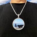 ESKEEM Big Circle Photo Medallions Chain Pendant Iced Out Men Hip Hop Memory Picture Pendant Jewelry Christmas Gift