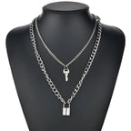 Fashion Chain Link Choker Heart Lock Cross Necklace Pendant For Women Men Silver Color Goth Jewelry Party Punk Long Necklaces
