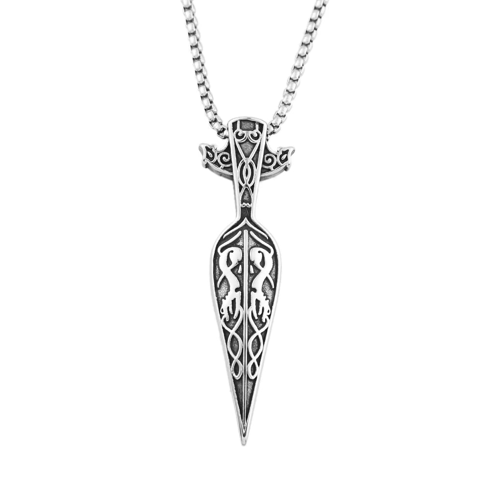 Odin Steel Pendant Nordic Viking Sword Spear Spartan
