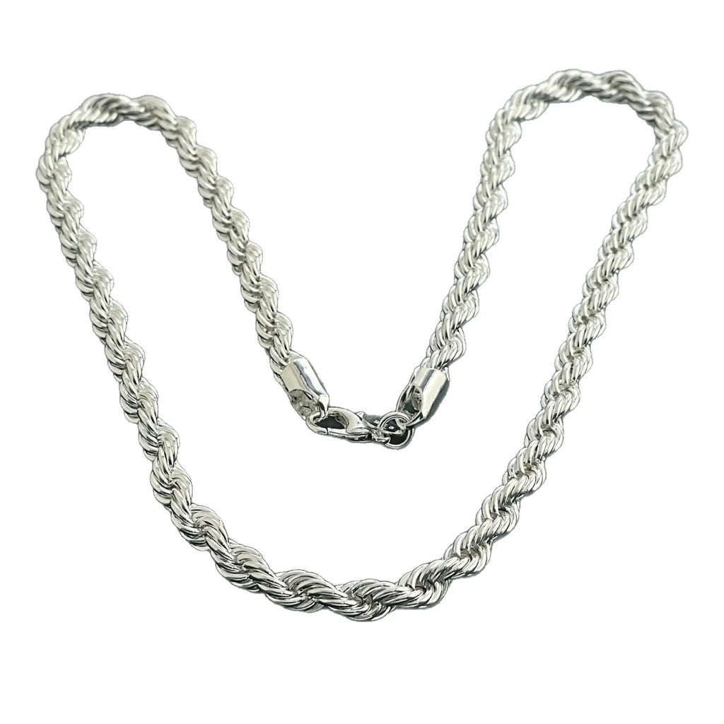 Anrara 925 sterling silver necklace 8MM twisted rope fashion men's necklace