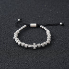 Cross Beaded Bracelet for Men and Women — Stainless Steel