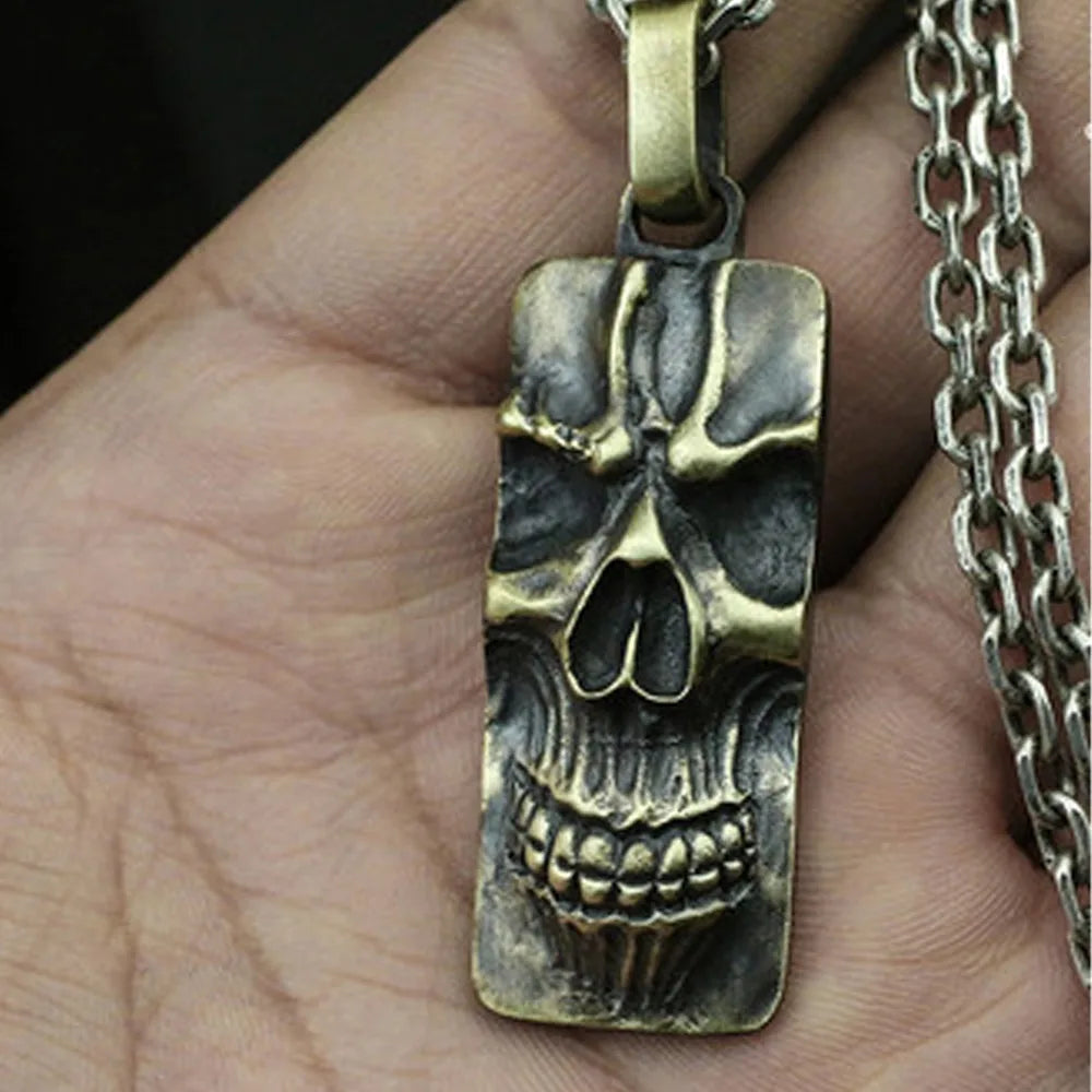 Military Tag Skull Pendant Necklace