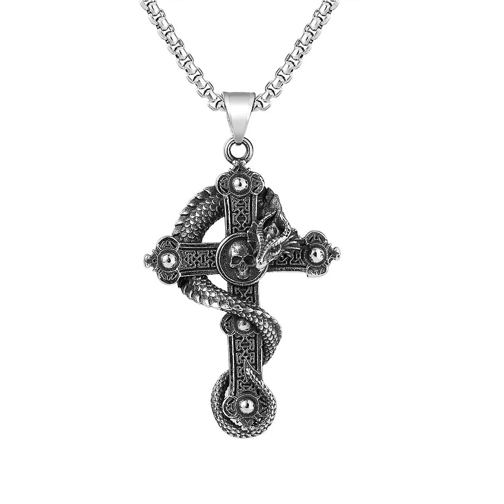 Skull Cross Stainless Steel Pendant Necklace