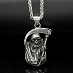 Grim Reaper Skull Biker Pendant Necklace — Stainless Steel