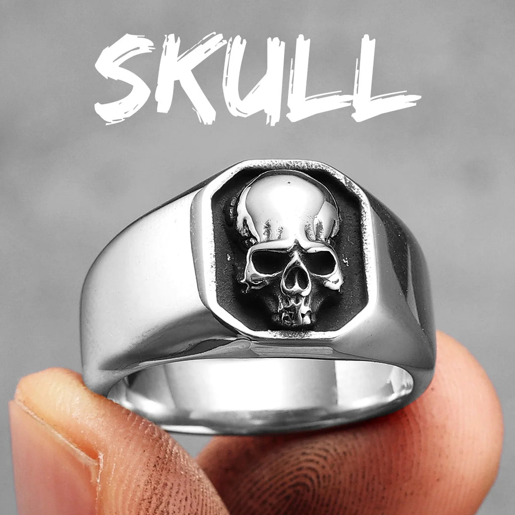 Damaged Skull Ring — Stainless Steel