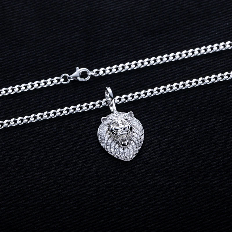 Iced Out Lion Pendant — 925 Silver