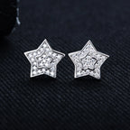 Iced Out Star Stud Earrings — 925 Silver