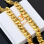 Gold Cuban Chain Necklace 12MM 18K Brass
