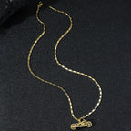 Luxury 24K 9999 Pure Gold real gold Ancient motorcycle pendant ruffian handsome men's necklace