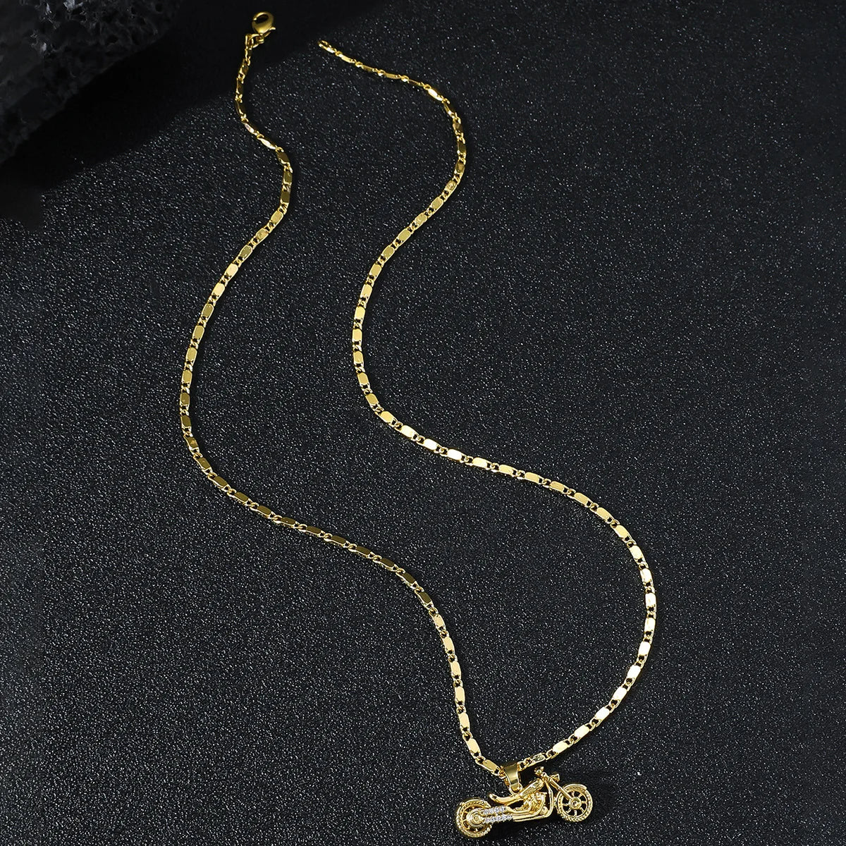 Luxury 24K 9999 Pure Gold real gold Ancient motorcycle pendant ruffian handsome men's necklace