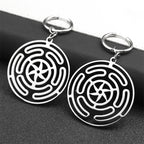 Steel Earrings Hekate Wheel Drop Strophalos Hecate