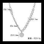 Pearl Round Brand Necklace — Stainless