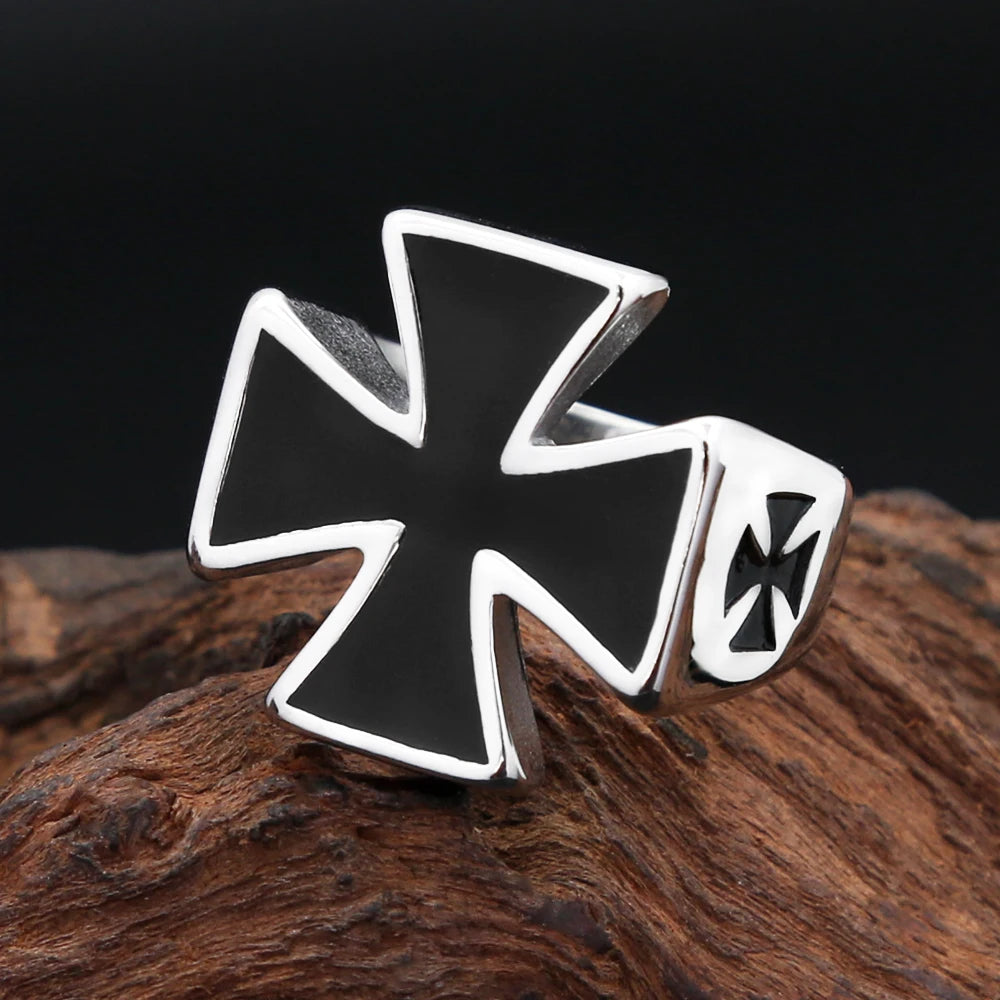 Iron Cross Ring — Stainless Steel