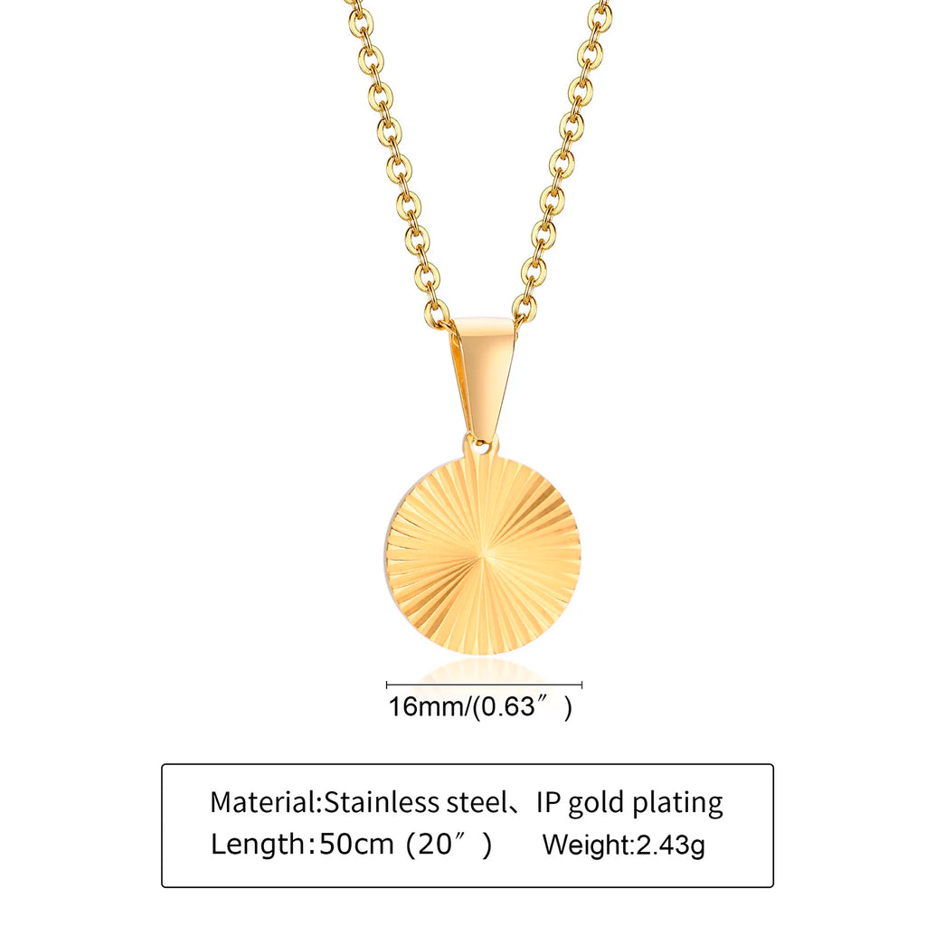 Sunburst Round Disc Pendant — Gold