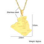 Algeria Map Pendant Necklace — Stainless Steel