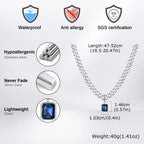 Cuban Stone Square Pendant Necklace — Stainless Steel