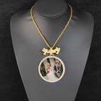 Gold Statement Photo Pendant Necklace 18K