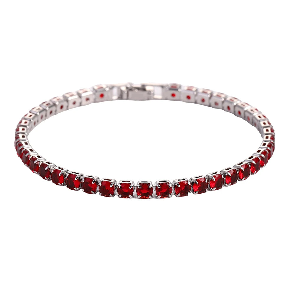Luxury Hiphop Iced Out 4mm Cubic Zirconia Crystal Tennis Bracelets For Women Men Gold Color Silver Color Bracelet Chain Jewelry