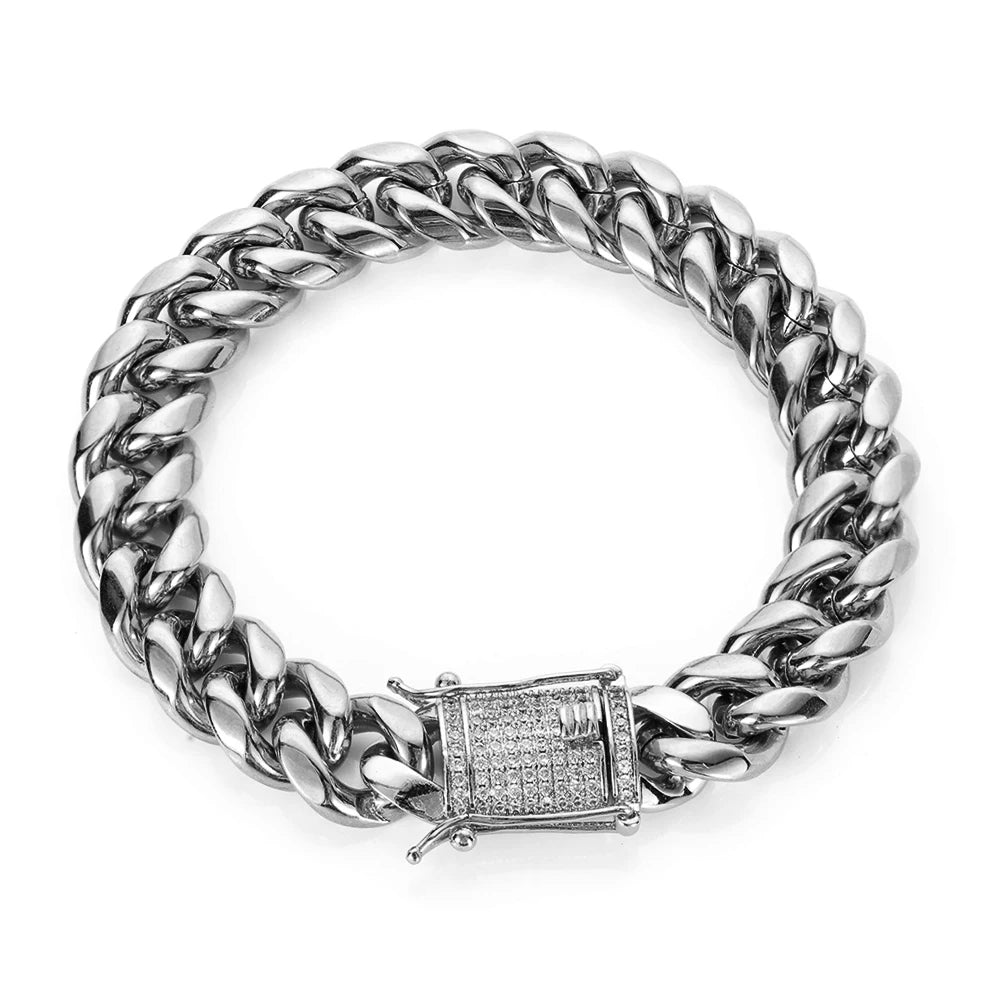 Iced Out Cuban Bracelet Stainless Steel Miami