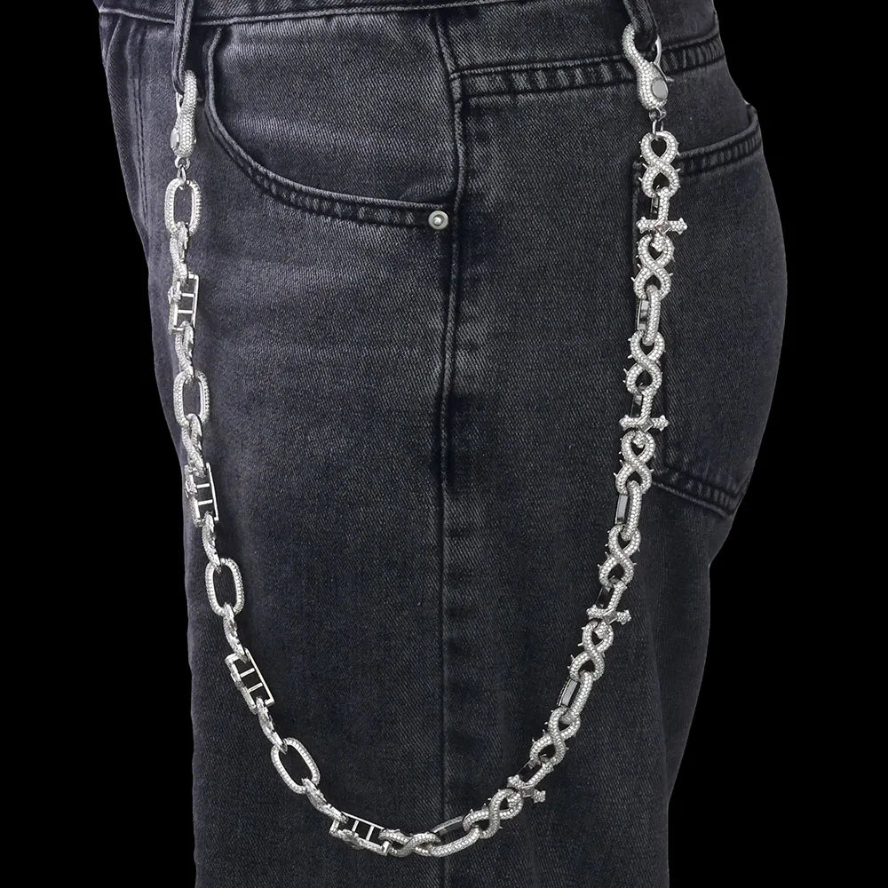 Silver Cross Chain Necklace Iced Out Infinity