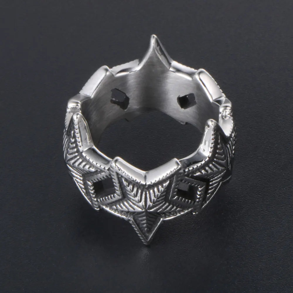 Five-Pointed Star Band Ring — Stainless Steel