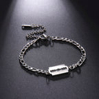 Razor Blade Figaro Chain Bracelet for Men — Stainless Steel
