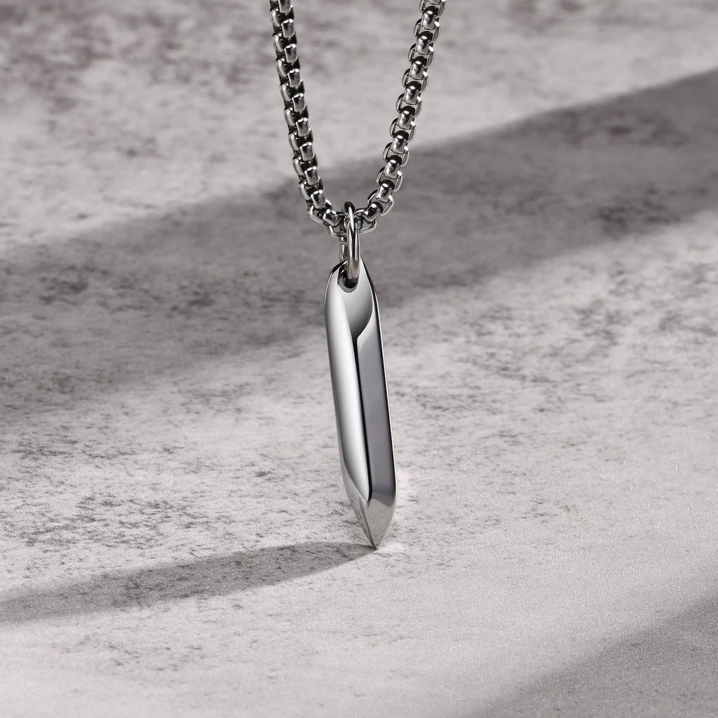 Hexagonal Geometric Pendant Necklace — Stainless Steel