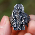 Vintage Lucifer Satan Signet Ring With Anubis — Stainless Steel