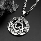 Steel Pendant Vintage Masonic Freemason Symbol