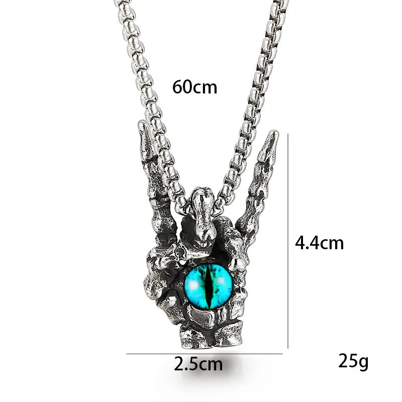 Silver Box Chain Pendant Necklace Victory Hand
