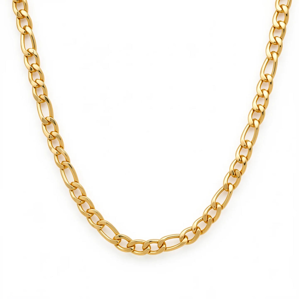 Necklace for man Stainless Steel Figaro Chain 58cm, Non-Tarnish NK 3:1 Link Necklace, Waterproof Minimalist Hip Hop Jewelry