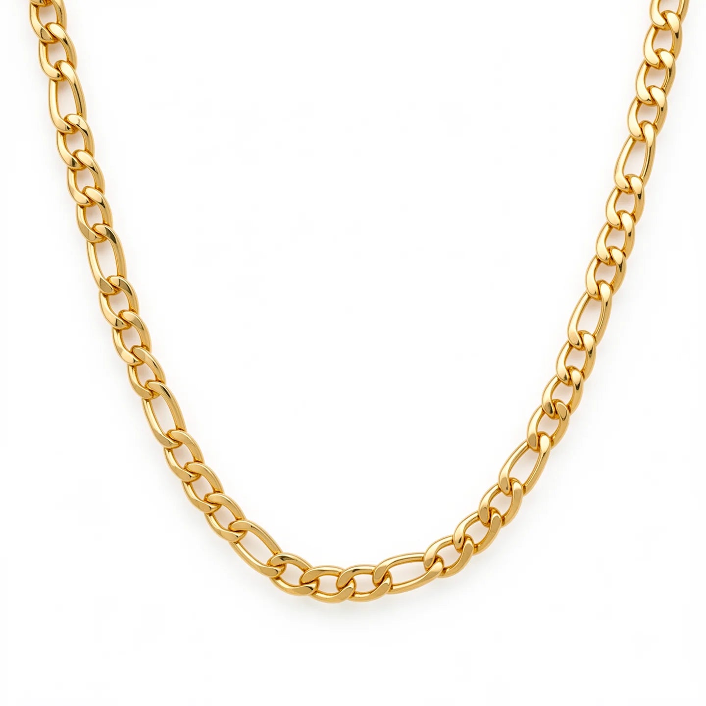 Necklace for man Stainless Steel Figaro Chain 58cm, Non-Tarnish NK 3:1 Link Necklace, Waterproof Minimalist Hip Hop Jewelry